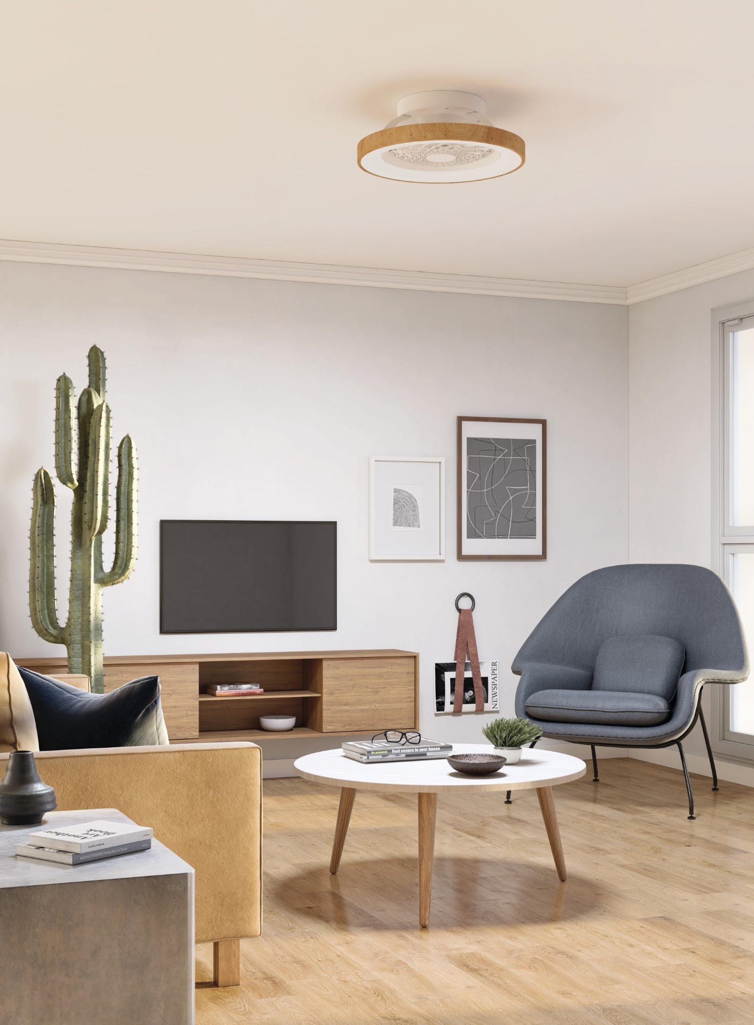 Tibet 70W LED Dimmable Ceiling Light & Fan, Remote / APP / Voice Controlled Silver M7125  Mantra Tibet